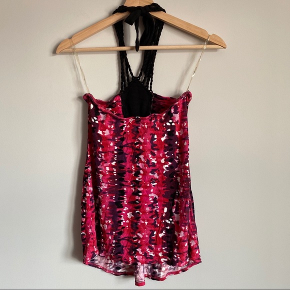 Dynamite - Red/Pink/Black Tie-Neck Top - Picture 3 of 4